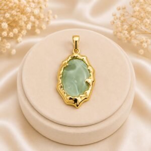 PINGENTE VERNIZ ORGANICO PEDRA VERDE / ROSA