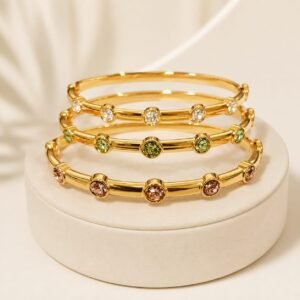 BRACELETE VERNIZ C/ CINCO PEDRA ZIRCONIA