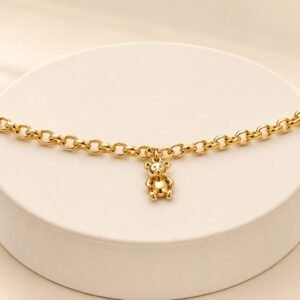 PULSEIRA ELO PORTUGUES 6MM c/PINGENTE URSO