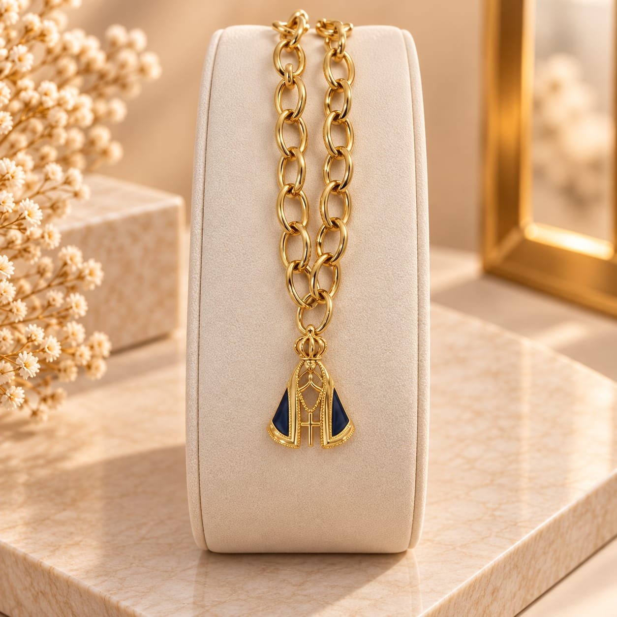 PULSEIRA VERNIZ ELO OVAL GRANDE C/ NOSSA SENHORA
