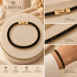 PULSEIRA REVIEIRA BAGUETE PRETA