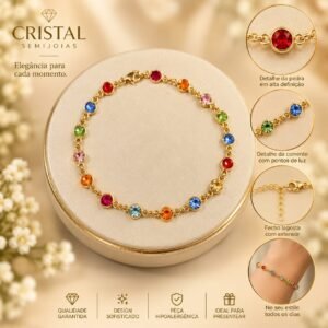 PULSEIRA COLORIDO PEDRINHAS CIRCULAR