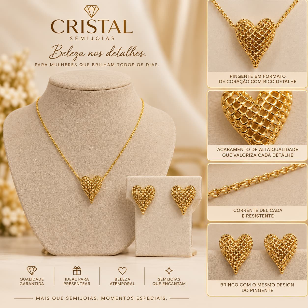 CONJUNTO CORACAO ARAMADO PONTUDO
