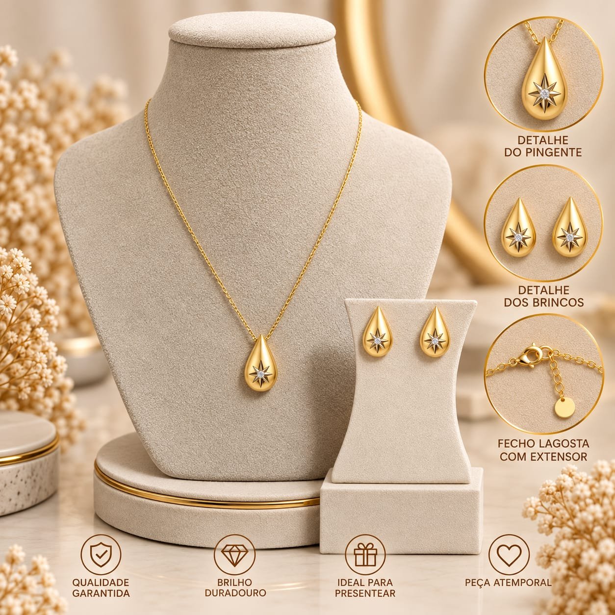 CONJUNTO GOTA ESTRELA C/ ZIRCONIA