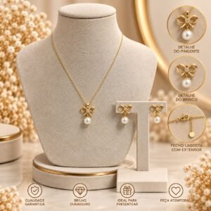 CONJUNTO LAÇO LISO C/ PEROLA MEDIA