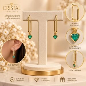 ARGOLA RETANGULAR C/ CORACAO
