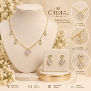 CONJUNTO PEDRA CORACAO C/ 4 PEDRINHAS