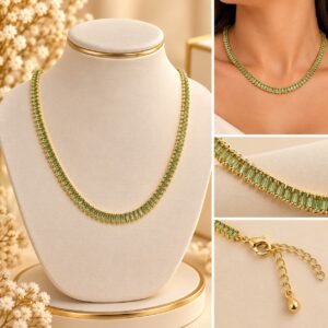 COLAR BANHO DE LUXO REVIEIRA BAGUETE VERDE