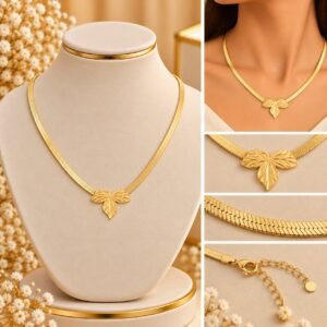 COLAR BANHO DE LUXO FITA C/ FOLHAS LISAS