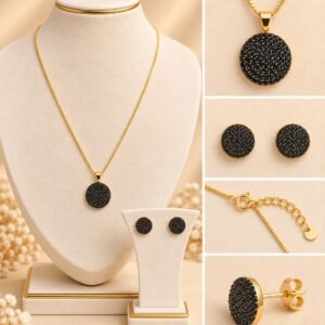 CONJUNTO CIRCULAR CRAVEJADO PRETO GRANDE
