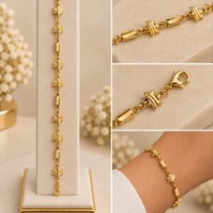 PULSEIRA ESTRELAS C/ TRES PEDRAS RETANGULARES