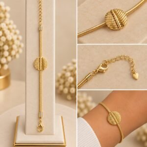 PULSEIRA FITA C/ DETALHE FOLHA REDONDA