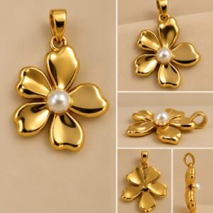 PINGENTE VERNIZ FLOR C/ PÉROLA NO MEIO