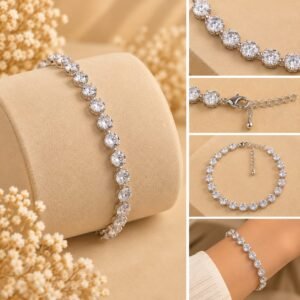 PULSEIRA BANHO DE PRATA EM PEDRA ZIRCONIAS