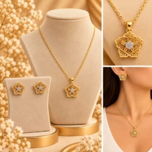 CONJUNTO FLOR ARAMADA C/ ZIRCONIA