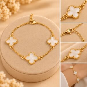 PULSEIRA VAN CLEFF TRES FLORES BRANCAS