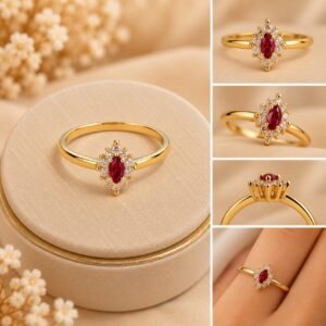 ANEL COM PEDRA VERMELHA ZIRCONIA