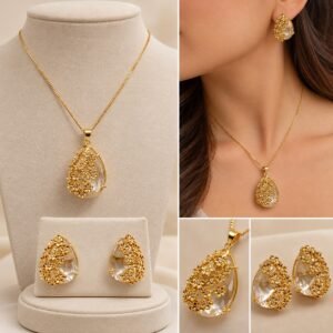 CONJUNTO GOTA TRANSPARENTE C/ DETALHES DE RAMO