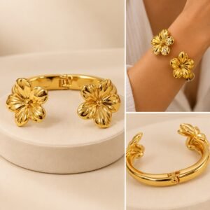 BRACELETE VERNIZ ABERTO DUAS FLORES