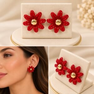 BRINCO VERNIZ FLOR VERMELHA