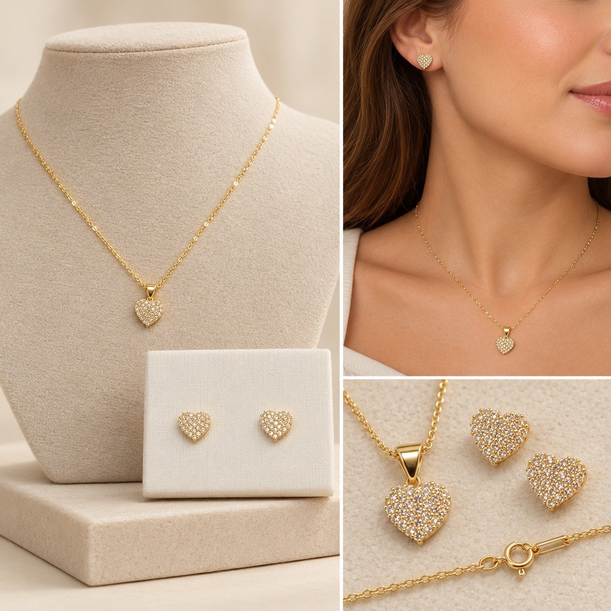 CONJUNTO CORAÇÃO CRAVEJADA MÉDIA